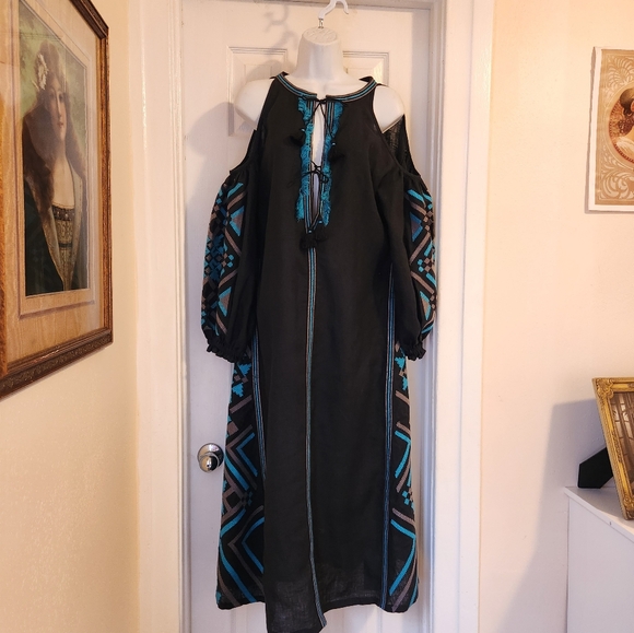 SLEEPING GYPSY Gia Linen Midi Dress S - cruiseboatoman.com
